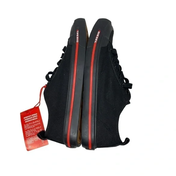 Diesel S-Athos Low Canvas Sneakers Black Red 8.5